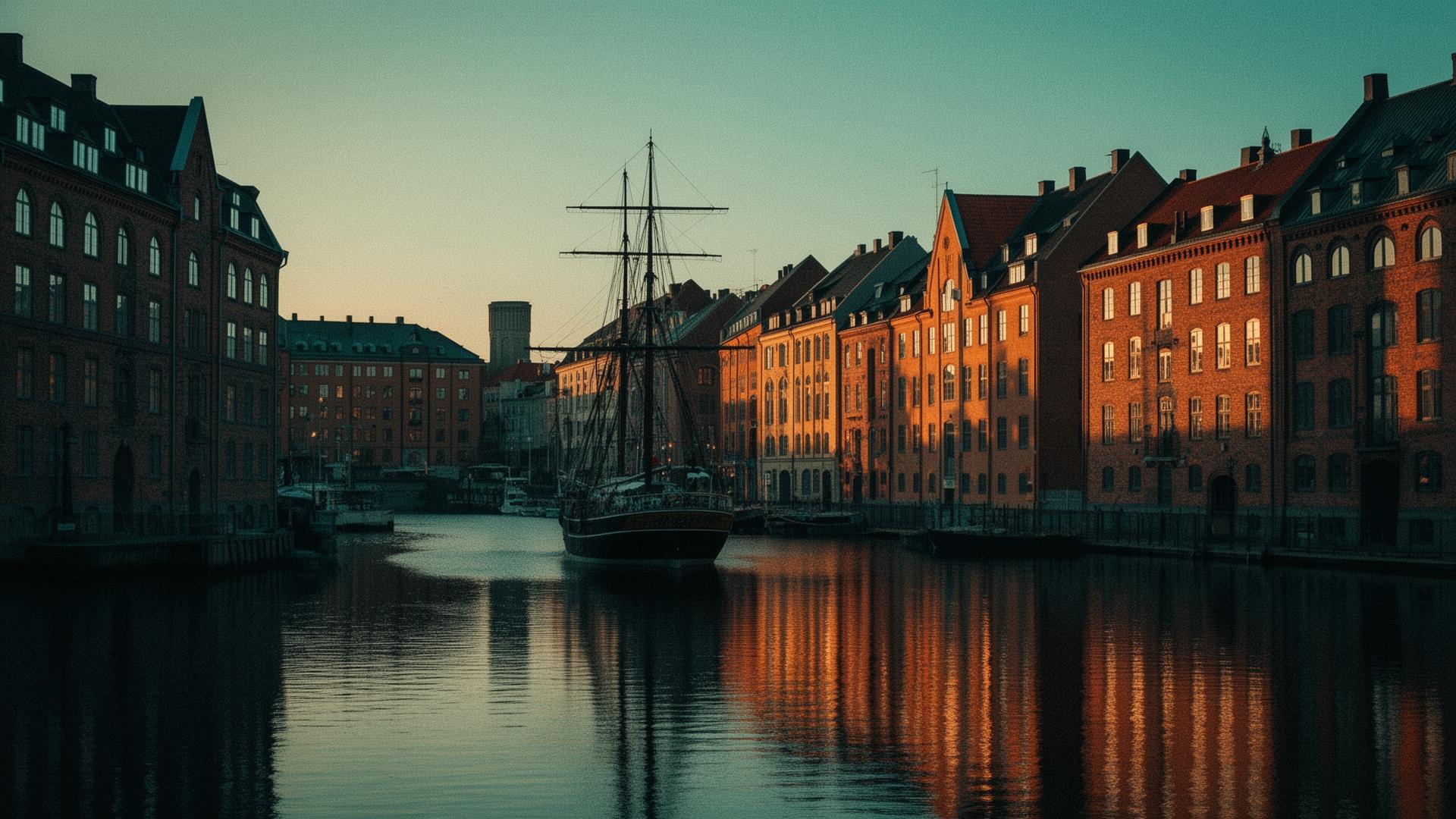 Göteborg hamn i kvällsljus